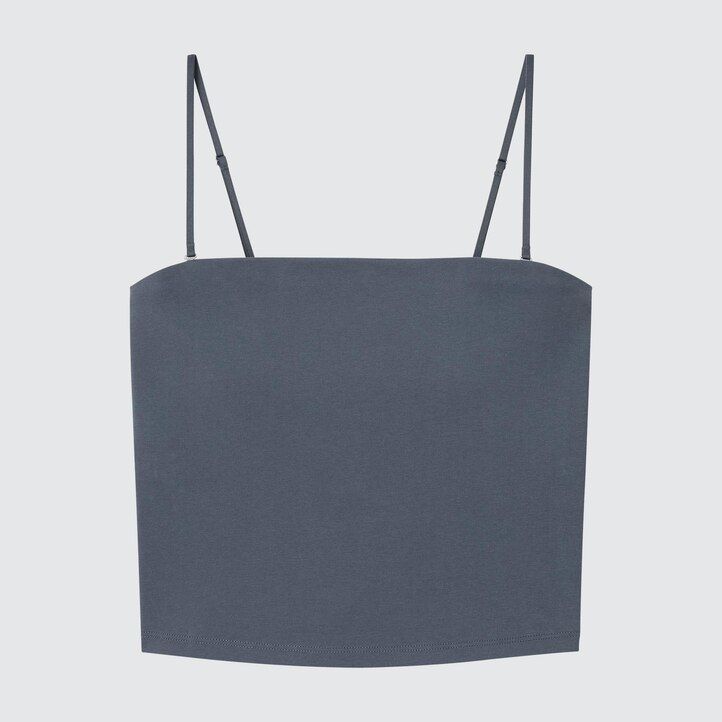 camisetas de tubo cortas de algodón uniqlo airism para mujer en gris