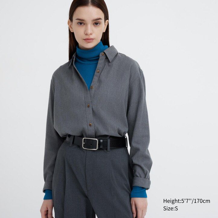 camiseta térmica uniqlo heattech extra cálida sin costuras con mangas acanaladas para mujer gris