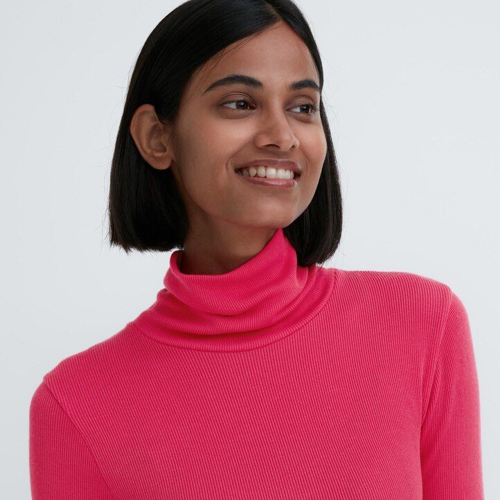 camiseta térmica uniqlo heattech extra cálida sin costuras con mangas acanaladas para mujer gris