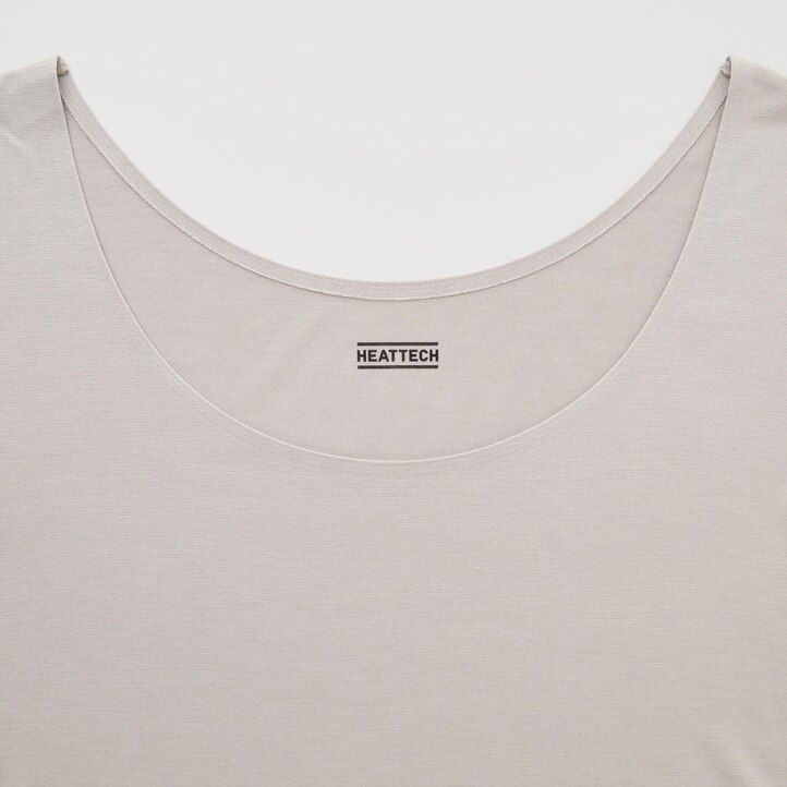 camiseta térmica uniqlo heattech con cuello redondo y mangas para mujer en color burdeos