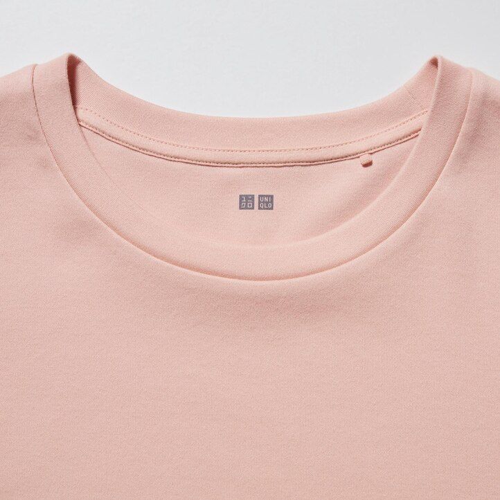 camisetas uniqlo de algodón elástico suave con cuello redondo y mangas para mujer color negro
