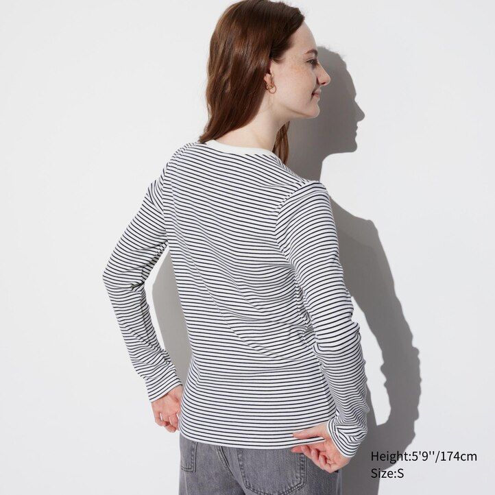 camisetas blancas uniqlo de cuello redondo manga corta ajustadas y acanaladas para mujer