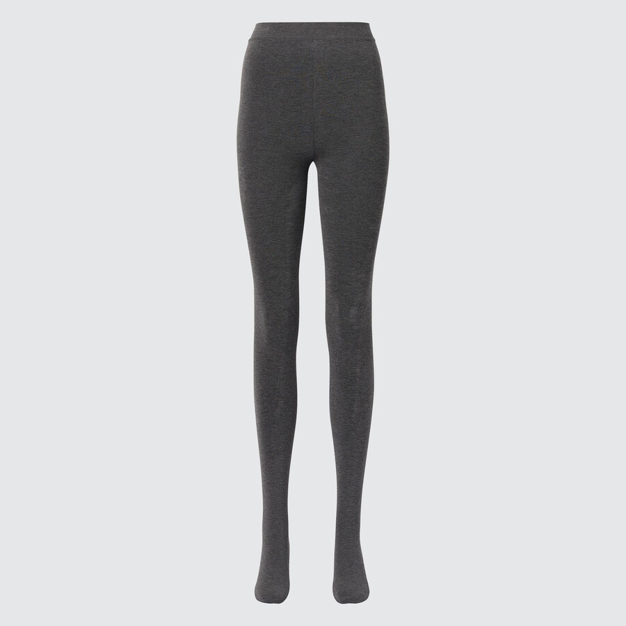 mallas térmicas uniqlo heattech extra cálidas con forro de pelo para mujer color gris oscuro