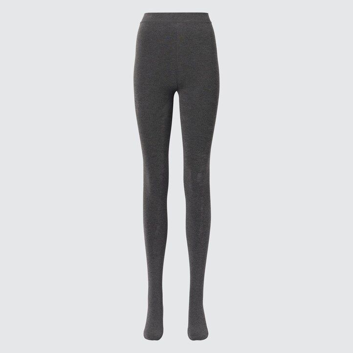 mallas térmicas uniqlo heattech extra cálidas con forro de pelo para mujer color gris oscuro