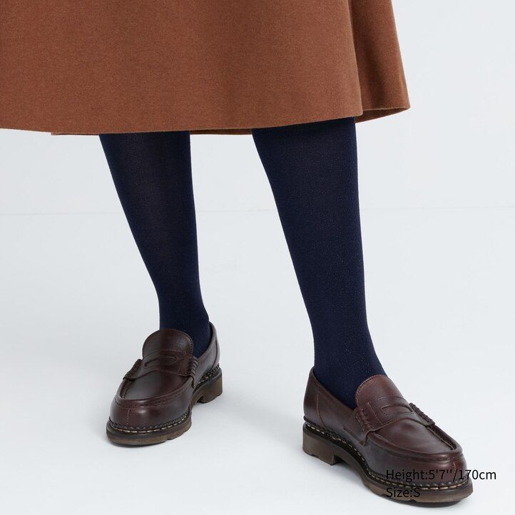 mallas térmicas de punto con purpurina heattech de uniqlo para mujer color negro