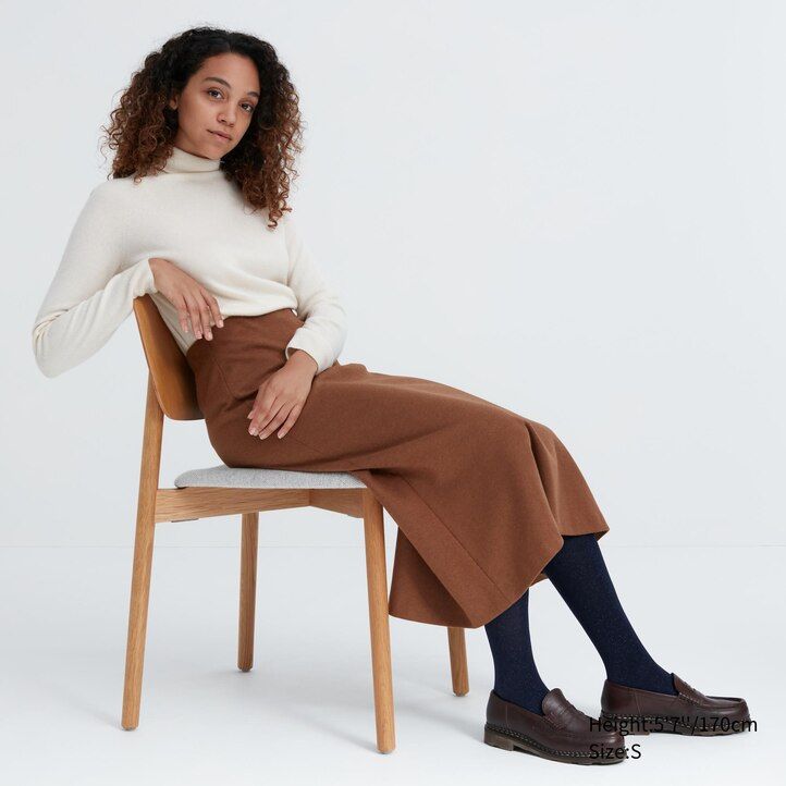 mallas térmicas de punto con purpurina heattech de uniqlo para mujer color negro