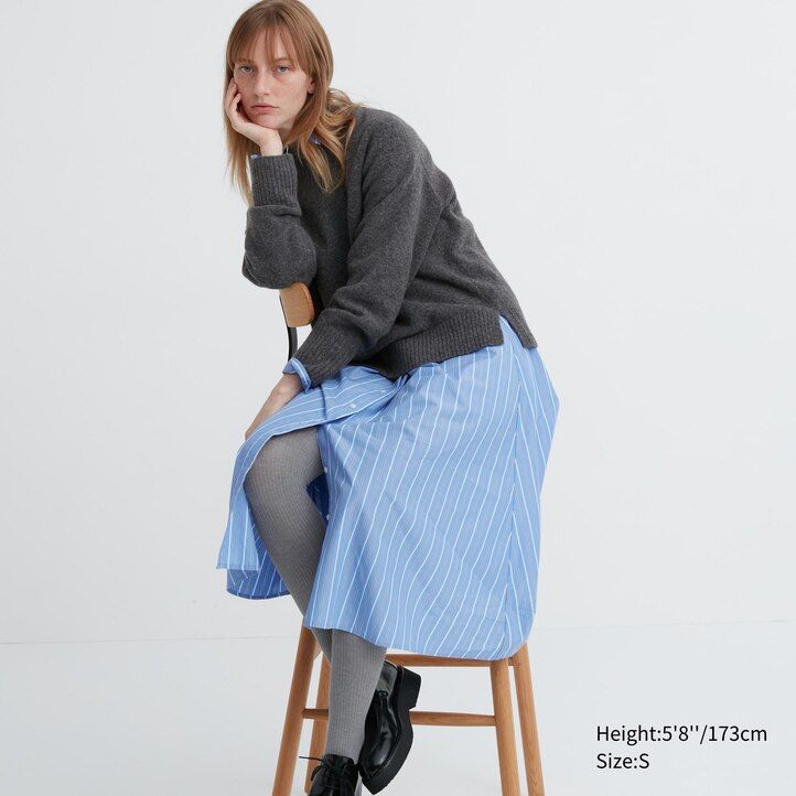 mallas térmicas de punto acanalado heattech de uniqlo para mujer en gris