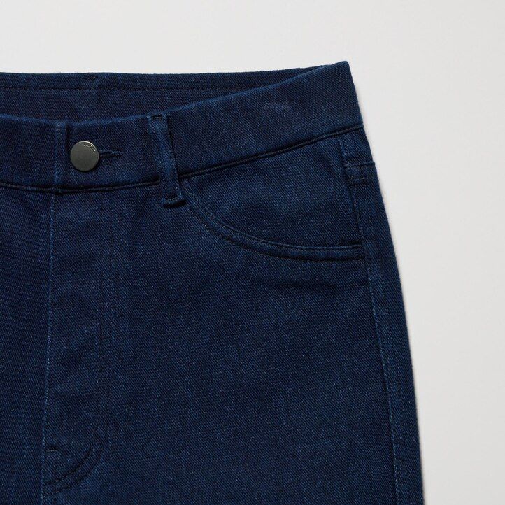 tops vaqueros de tiro alto ultraelásticos heattech de uniqlo para mujer en color azul