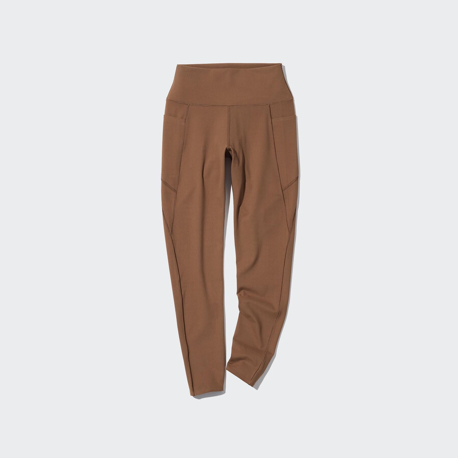 camiseta uniqlo airism marrón para mujer con protección uv suave y bolsillos