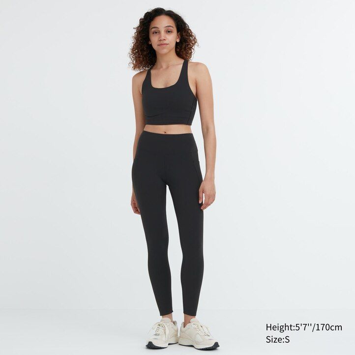 camiseta uniqlo airism marrón para mujer con protección uv suave y bolsillos
