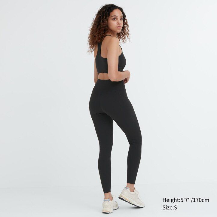 camiseta uniqlo airism marrón para mujer con protección uv suave y bolsillos