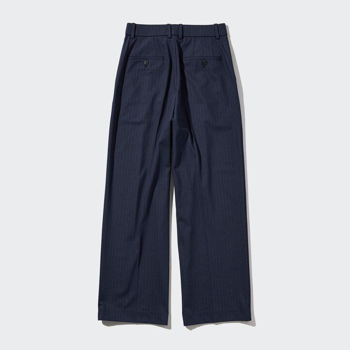 tops de mujer uniqlo con rayas y pernera ancha plisada en azul marino