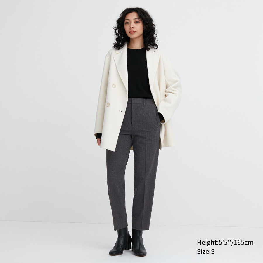 tops uniqlo smart de espiga cepillada en gris oscuro para mujer largos hasta el tobillo