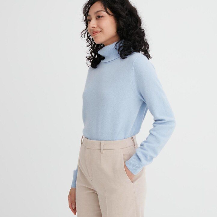 tops uniqlo smart de espiga cepillada en gris oscuro para mujer largos hasta el tobillo