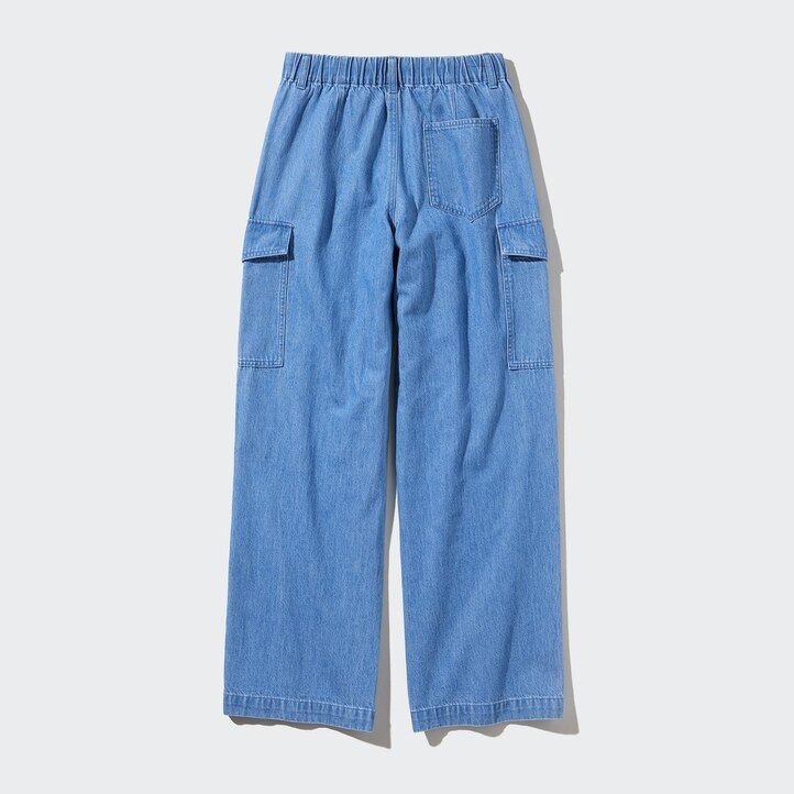 tops de mezclilla anchos y rectos de pierna ancha para mujer de uniqlo en azul