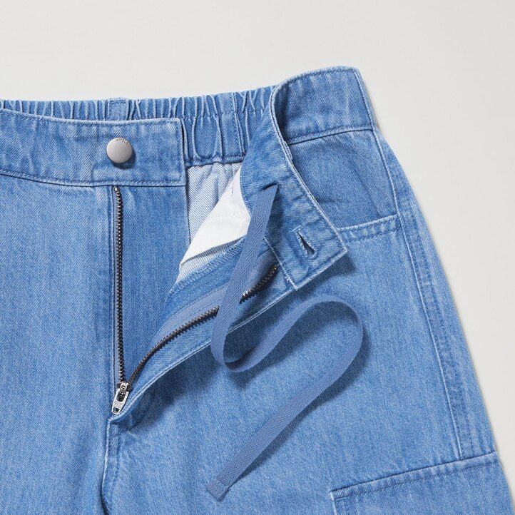 tops de mezclilla anchos y rectos de pierna ancha para mujer de uniqlo en azul