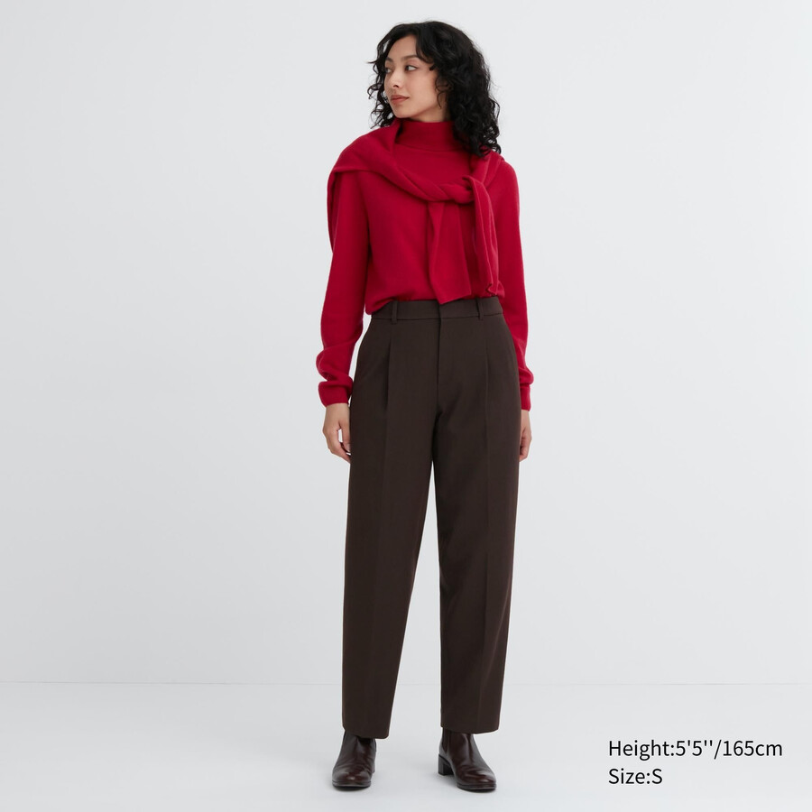 tops plisados uniqlo heattech para mujer en marrón oscuro