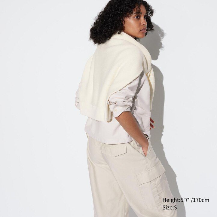 tops de mujer uniqlo wide straight legrgo gris oscuro
