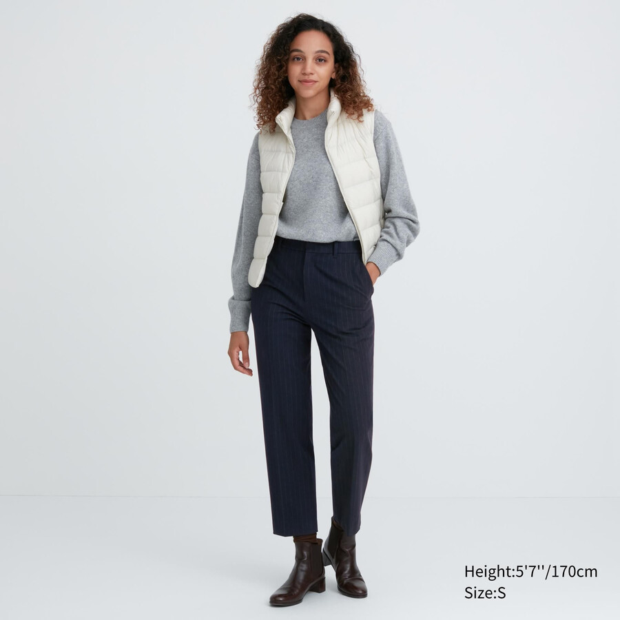 tops uniqlo smart brushed striped ankle length para mujer color azul marino