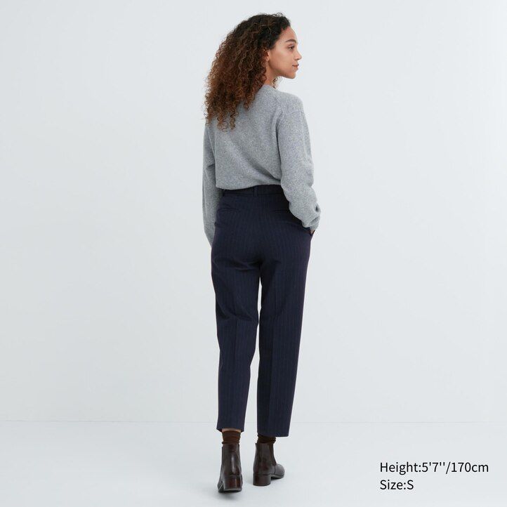 tops uniqlo smart brushed striped ankle length para mujer color azul marino