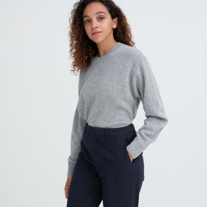tops uniqlo smart brushed striped ankle length para mujer color azul marino