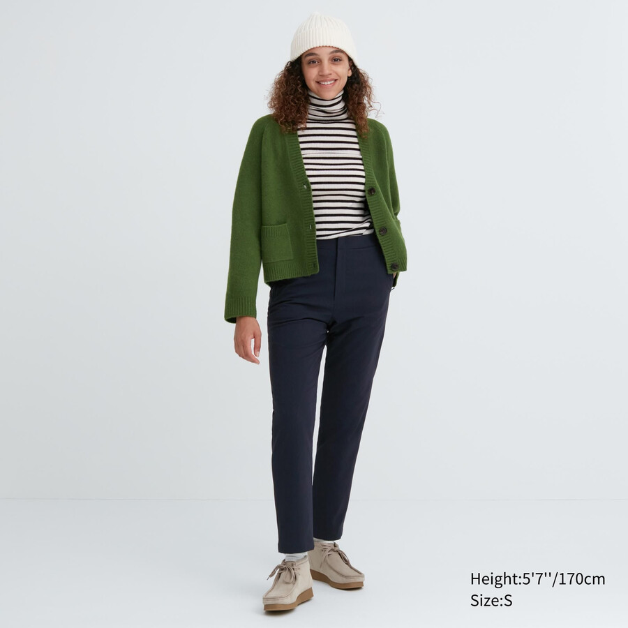 tops con forro cálido uniqlo heattech para mujer color azul marino