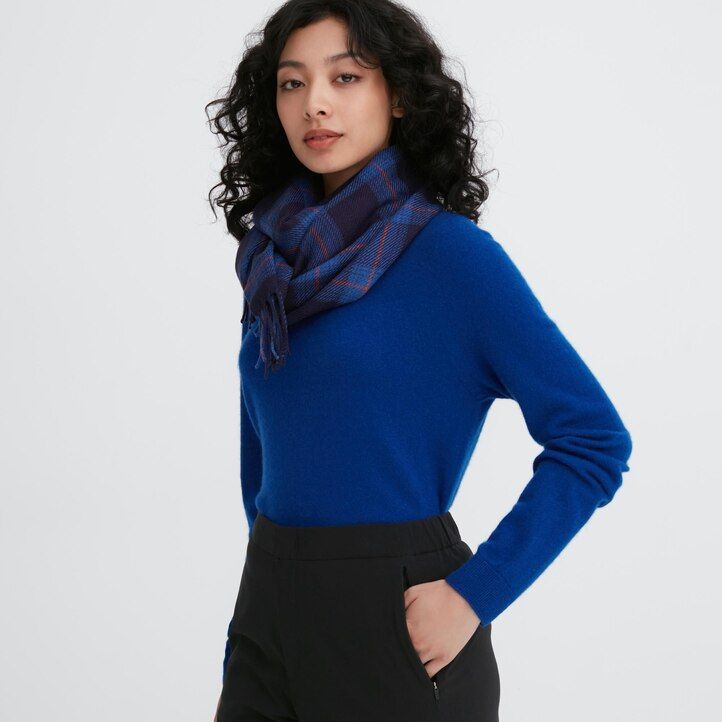 tops con forro cálido uniqlo heattech para mujer color azul marino