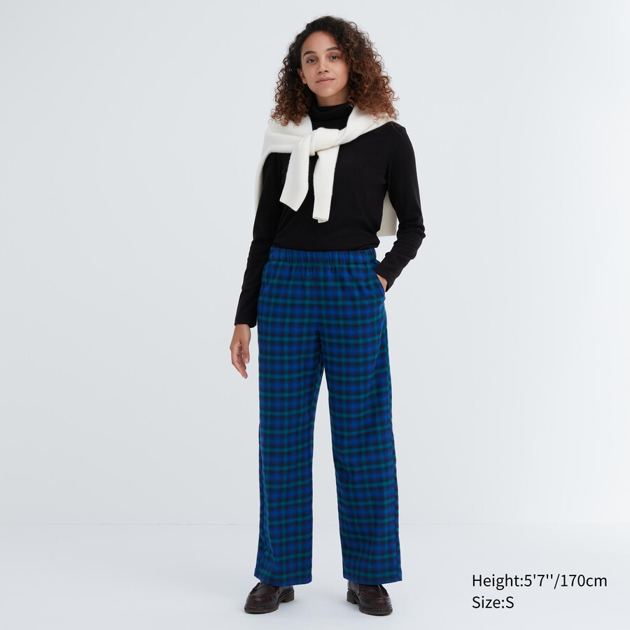 tops de franela uniqlo para mujer azules