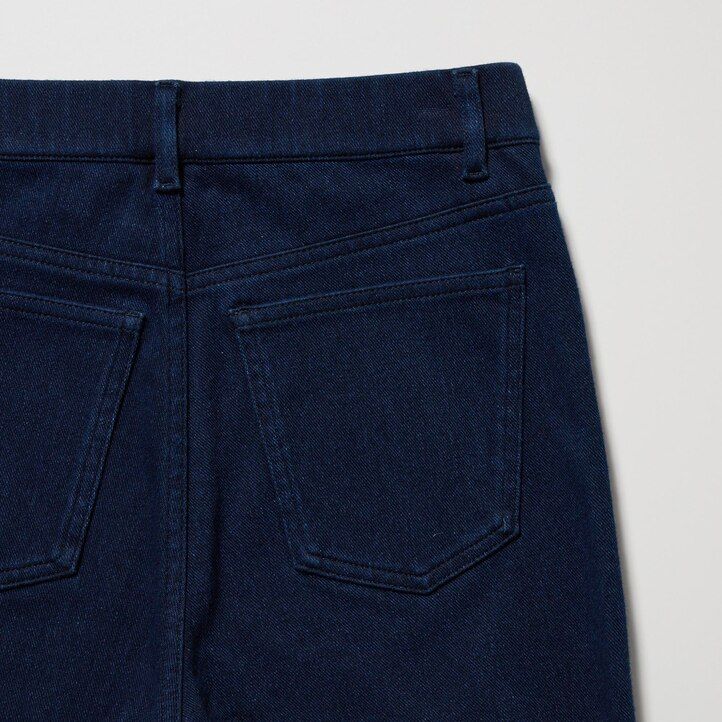 tops vaqueros de tiro alto ultraelásticos heattech de uniqlo para mujer en color azul