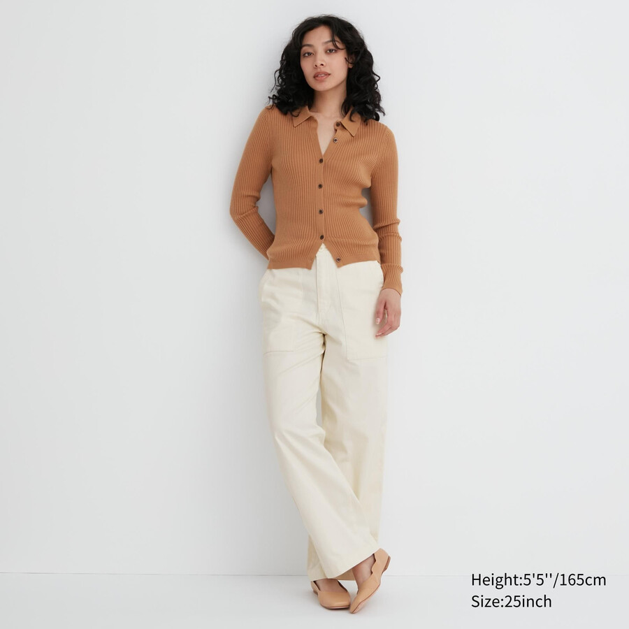 tops baker de pierna ancha uniqlo blancos para mujer