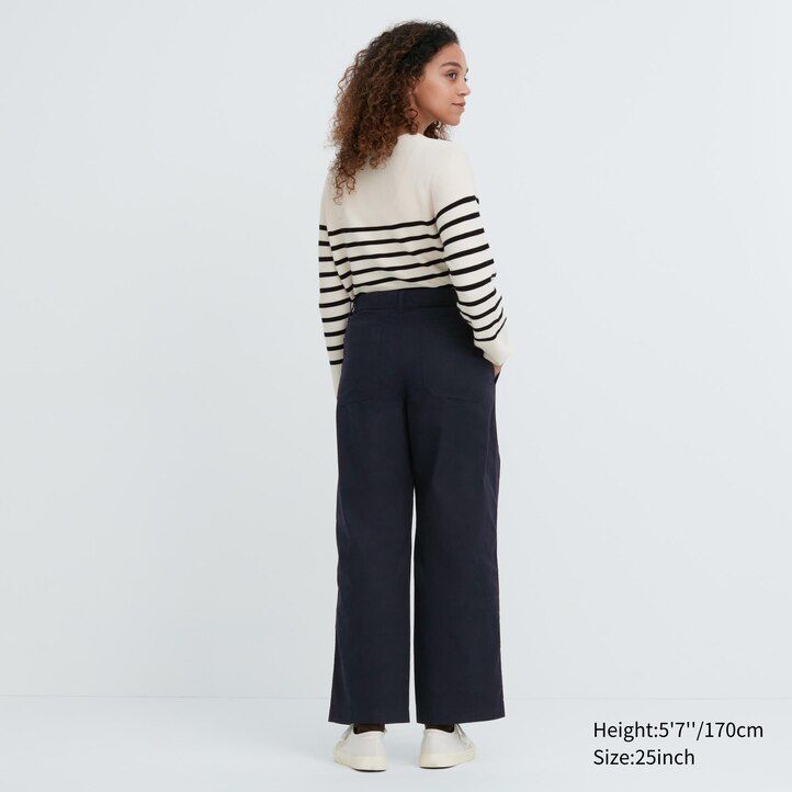 tops baker de pierna ancha uniqlo blancos para mujer