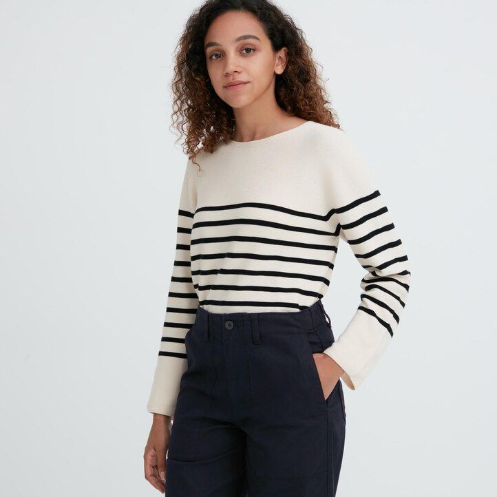 tops baker de pierna ancha uniqlo blancos para mujer