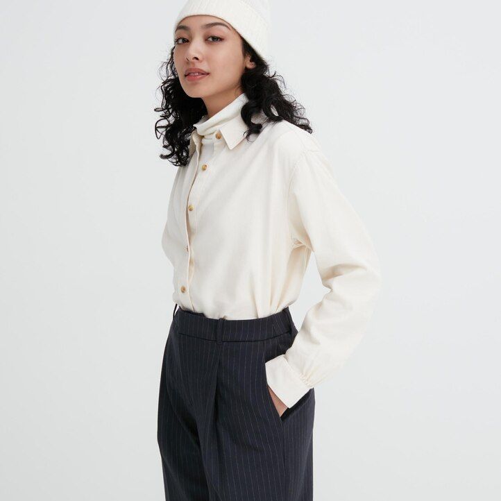 tops plisados a rayas uniqlo heattech para mujer en azul marino