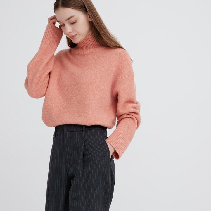 tops plisados a rayas heattech de uniqlo para mujer en azul marino