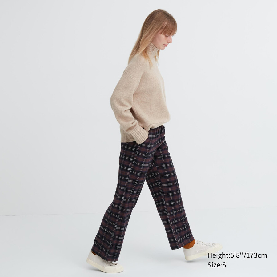 tops de franela uniqlo para mujer en marrón oscuro