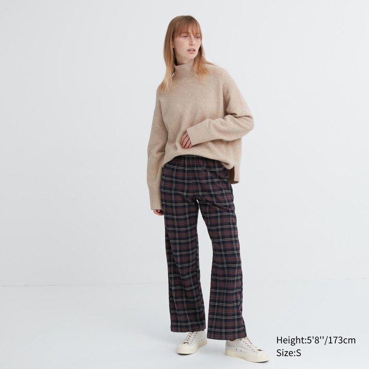tops de franela uniqlo para mujer en marrón oscuro