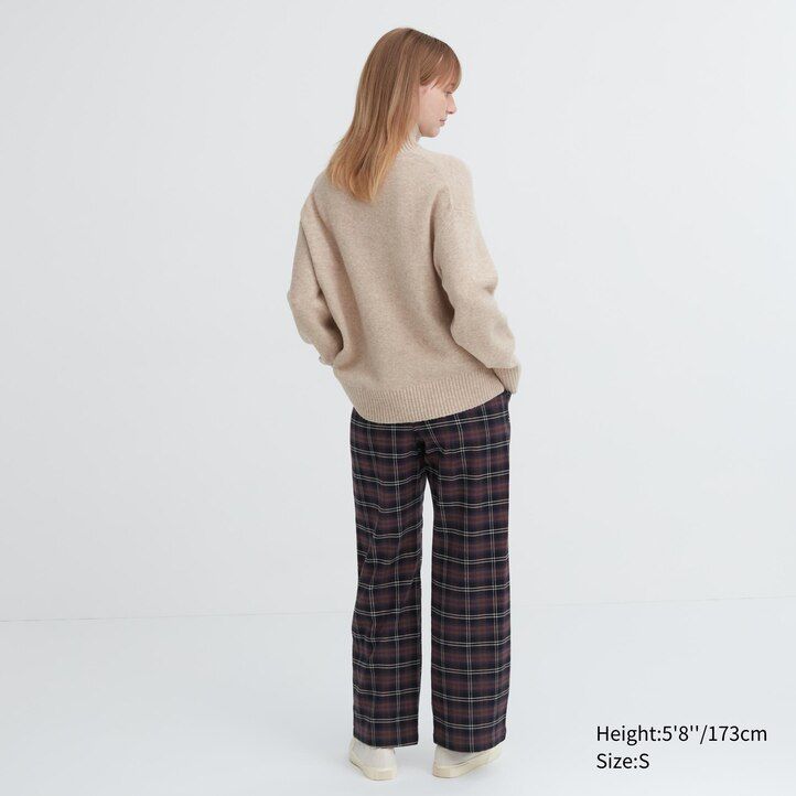 tops de franela uniqlo para mujer en marrón oscuro