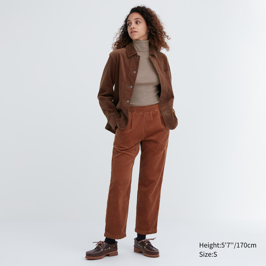 tops de pana marrón uniqlo de corte relajado hasta el tobillo para mujer
