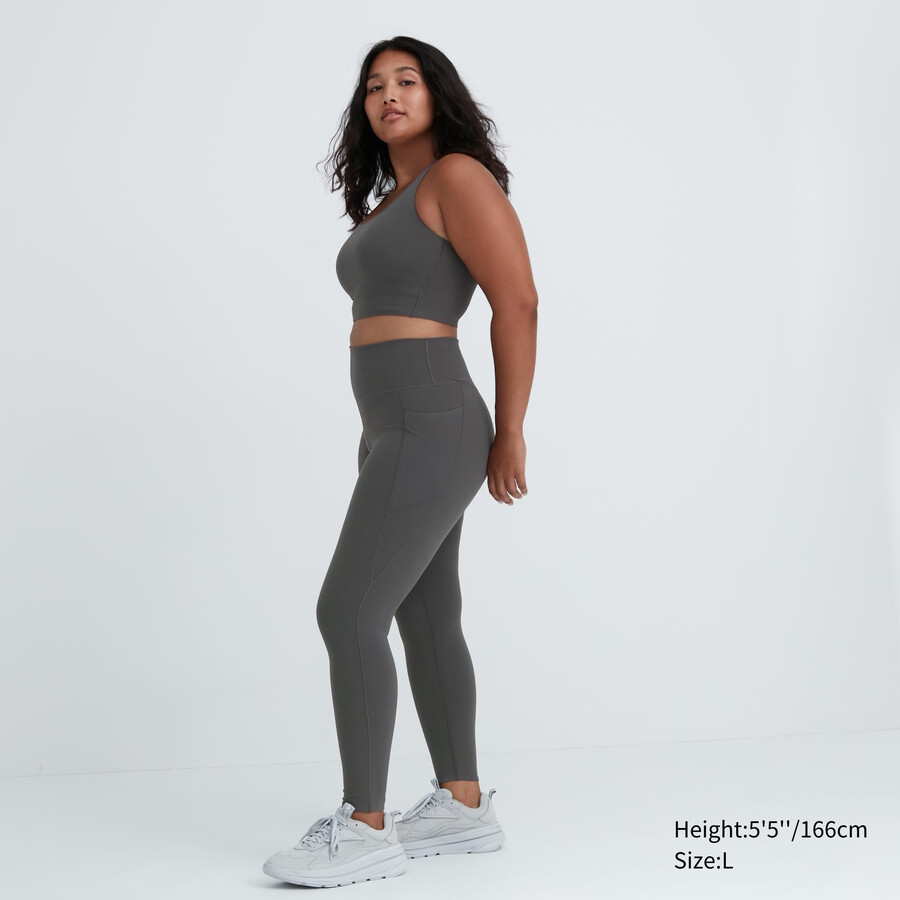 camiseta uniqlo airism con protección uv suave y bolsillos para mujer gris