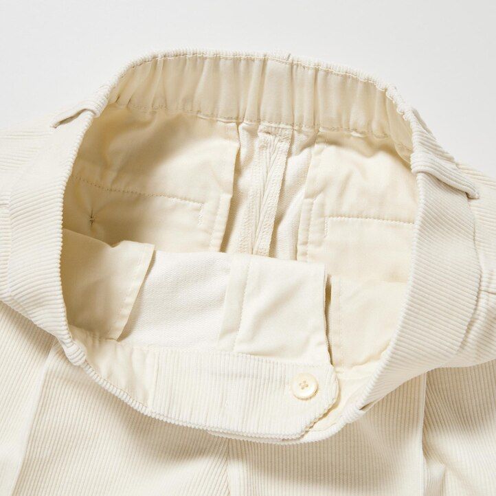 tops blancos de pana plisados de pierna ancha para mujer de uniqlo