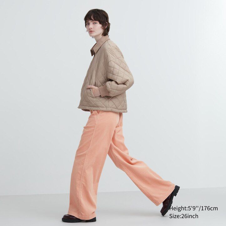 tops de pana de pierna ancha uniqlo para mujer color negro