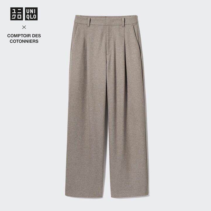 blusa de punto cepillado uniqlo con pernera ancha y plisada para mujer color beige