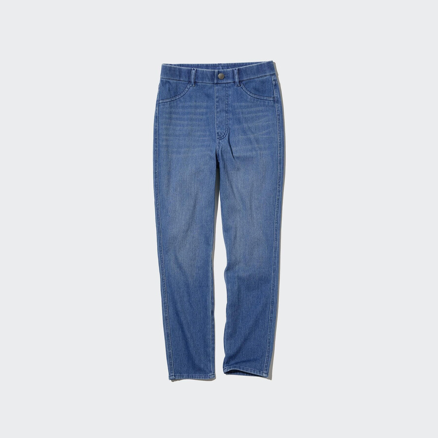 tops cortos de tiro alto y ultraelásticos uniqlo para mujer en azul