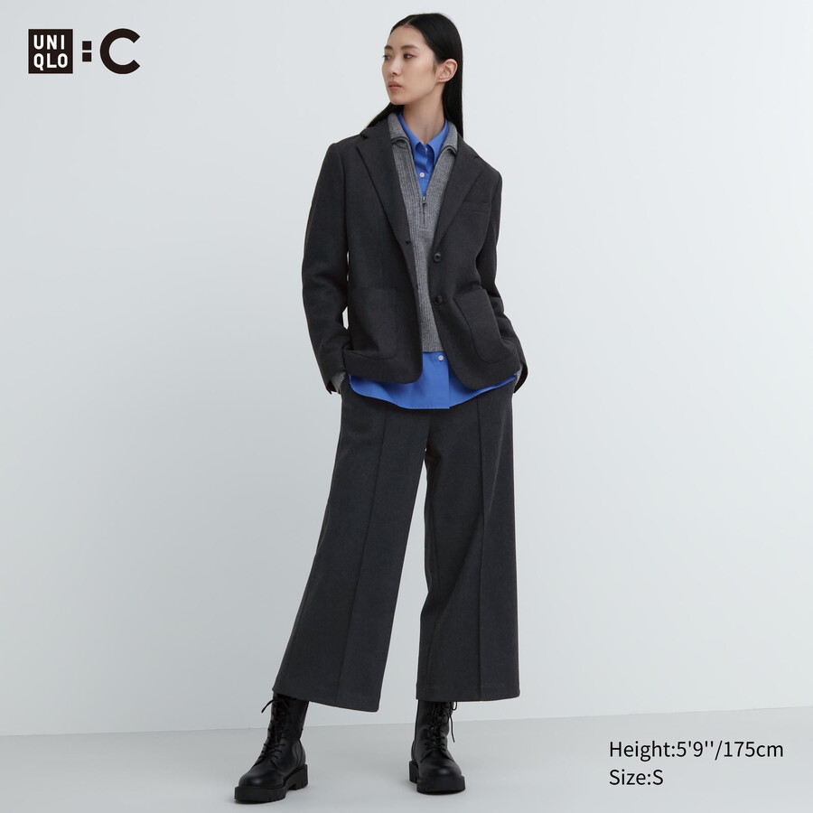 tops de mujer uniqlo de corte corto de jersey cepillado en gris oscuro