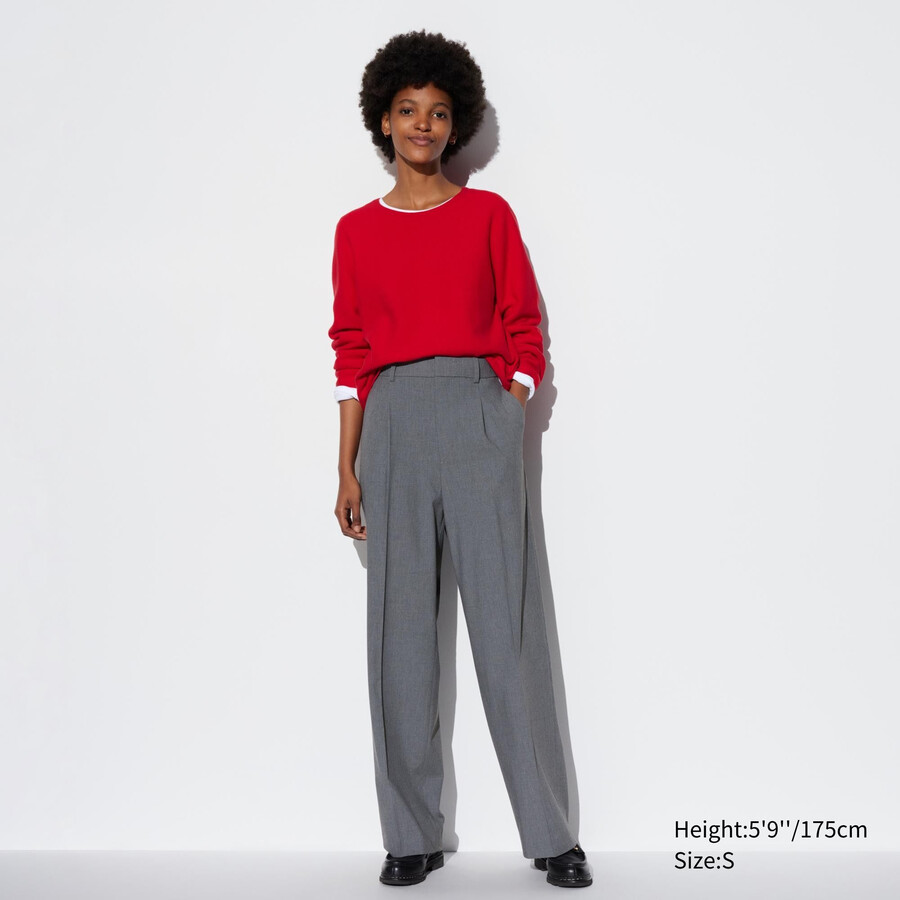 tops plisados de pierna ancha uniqlo para mujer en gris