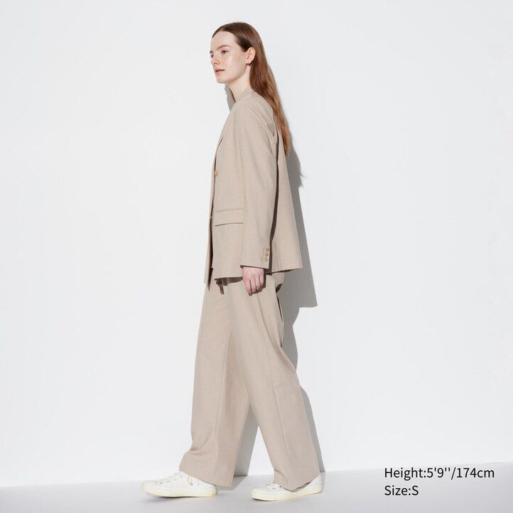 tops plisados de pierna ancha uniqlo para mujer en gris