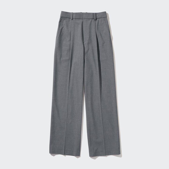 tops plisados de pierna ancha uniqlo para mujer en gris