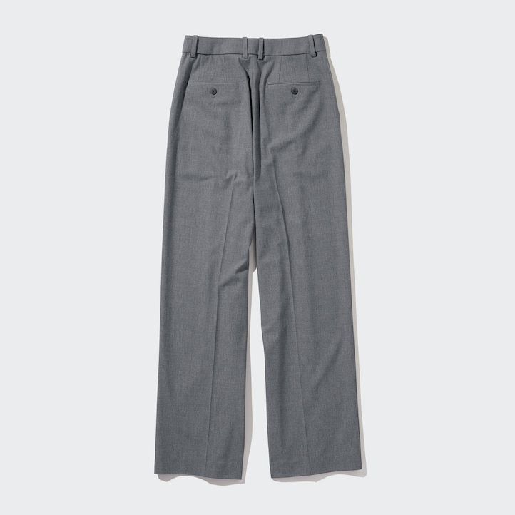 tops plisados de pierna ancha uniqlo para mujer en gris