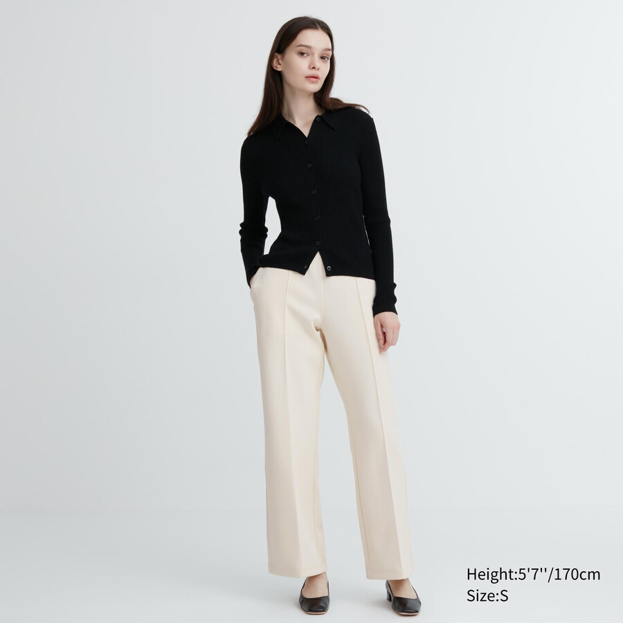 tops de pierna recta uniqlo dry para mujer color blanco