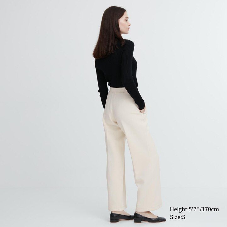tops de pierna recta uniqlo dry para mujer color blanco